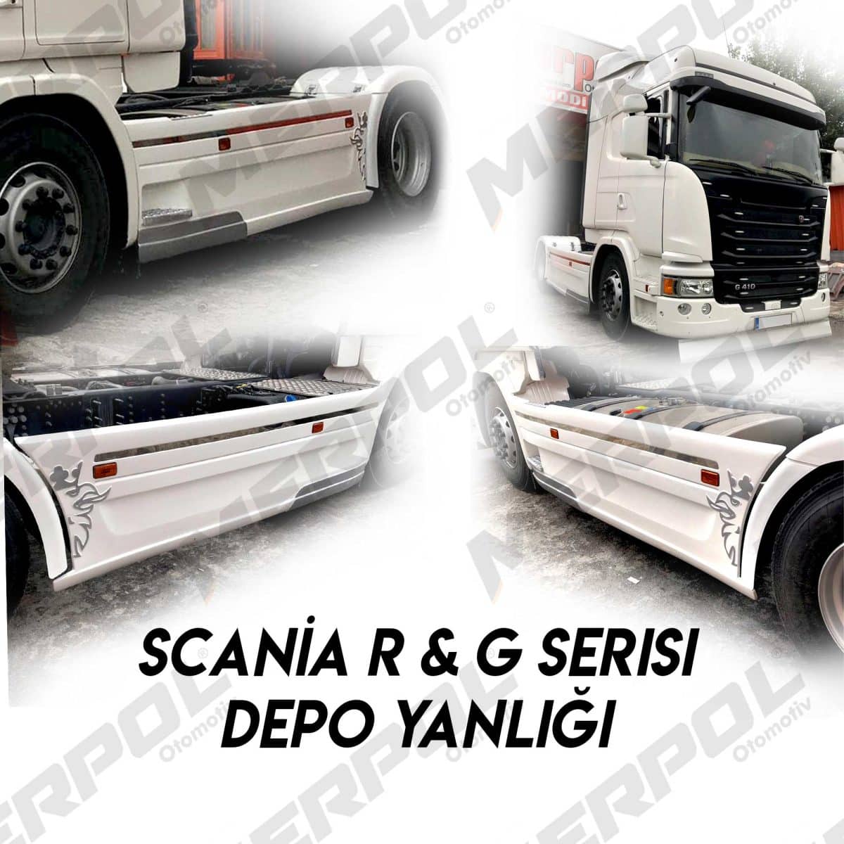 Scania R G depo yanlığı kırmızı fiber depo kaplama yan etek takımı